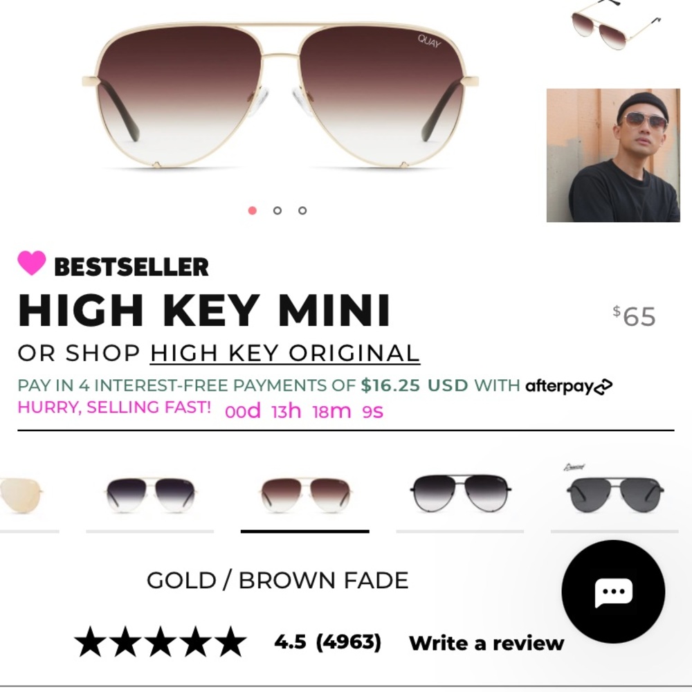 Brand new QUAY high key mini - brown/gold fade